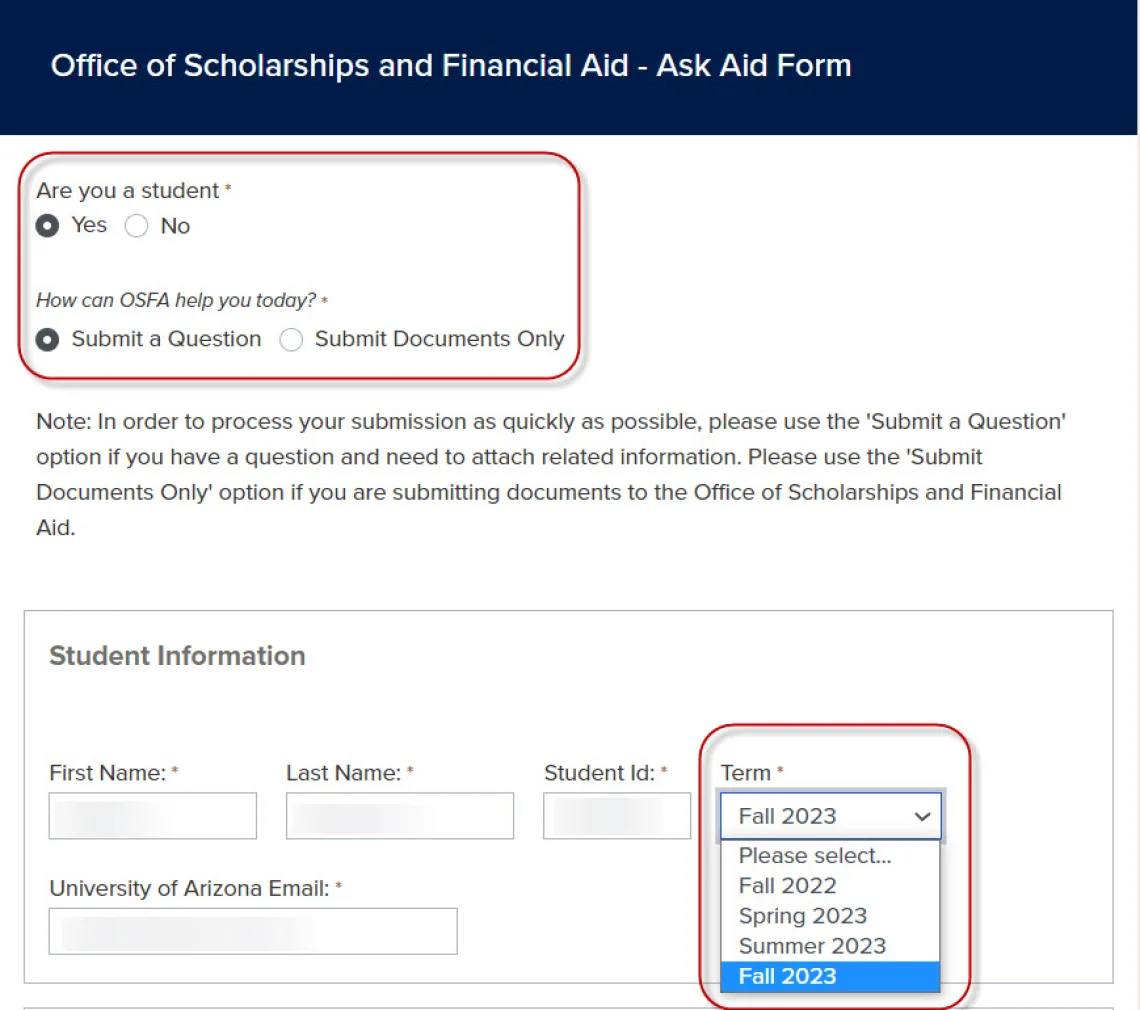 Radio buttons and term selection