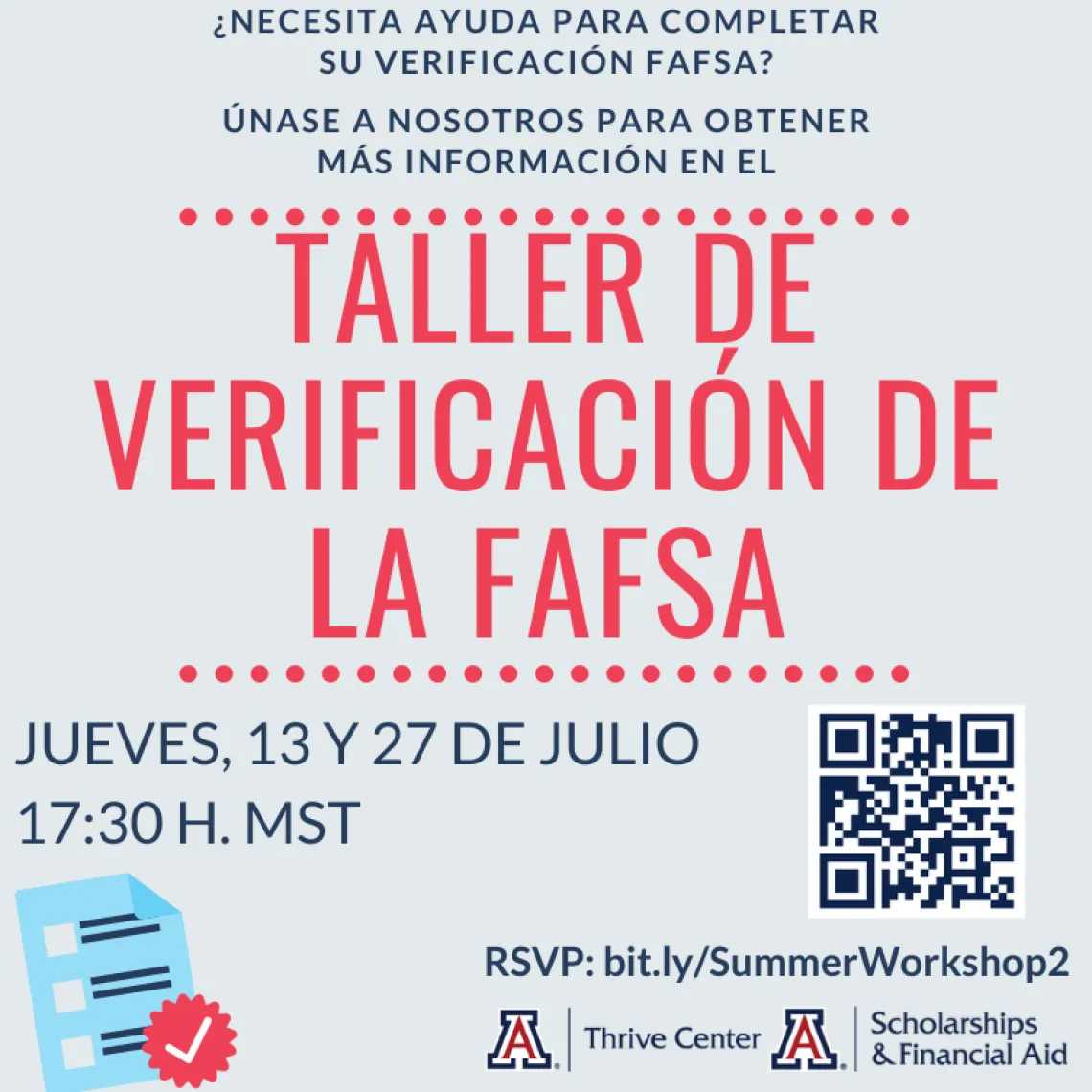 Taller de verificación de la FAFSA