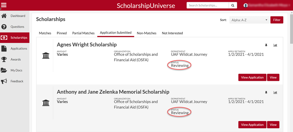 Scholarship Universe Status