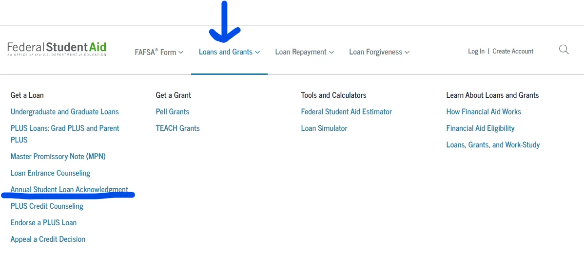 Annual Student Loan Acknowledgment Navigation