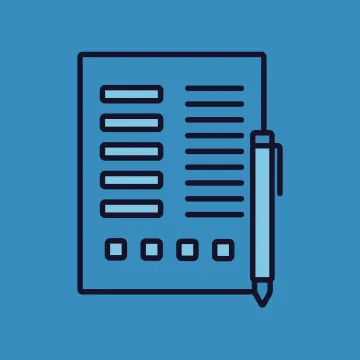 Review icon, blue background