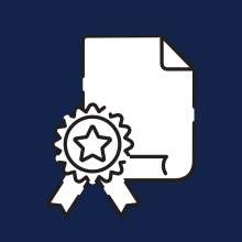Icon of a document with a ribbon on it