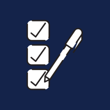 Icon of a pen checking all boxes
