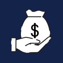 Icon of a money bag in a hand