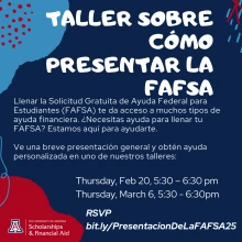 TALLER SOBRE CÓMO PRESENTAR LA FAFSA